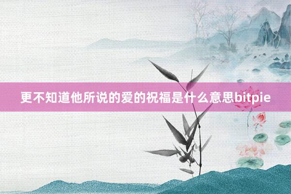 更不知道他所说的爱的祝福是什么意思bitpie