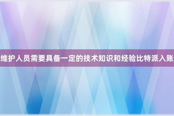 维护人员需要具备一定的技术知识和经验比特派入账