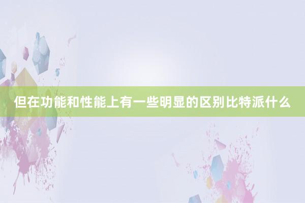 但在功能和性能上有一些明显的区别比特派什么