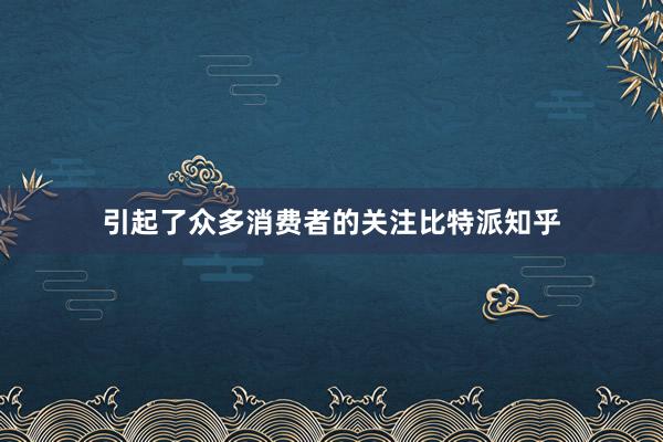 引起了众多消费者的关注比特派知乎