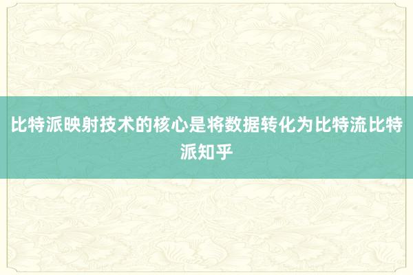 比特派映射技术的核心是将数据转化为比特流比特派知乎