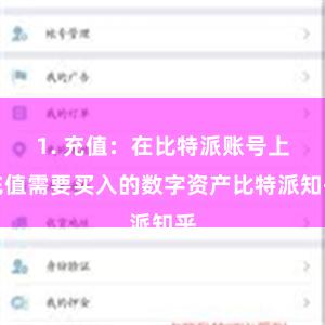 1. 充值：在比特派账号上充值需要买入的数字资产比特派知乎